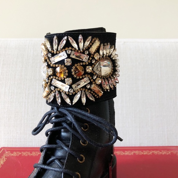 Rene Caovilla Embellished Lace Up Combat Boot - Picture 3 of 10